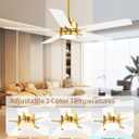 LANMEL 52'' Ceiling Fan with Lights and Remote, Low Profile Modern Ceiling Fan Gold, 6 Speed, Reversible, 3000k-6000k LED, Quiet DC Motor Ceiling Fans for Indoor Outdoor Bedroom Living Room