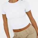 AUTOMET Women's Short Sleeve T-Shirt Basic Summer Workout Top Crew Neck Gym Crop Tee 2026 (M)