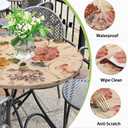 2pc Flower Round Outdoor Tablecloth with Umbrella Hole, Retro Floral Fitted Table Cover with Zipper, Waterproof Windproof Umbrella Table Cloth with Elastic(45''-54'')