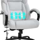 Office Chair Desk Chair Computer Chair with Lumbar Support Headrest Armrest Swivel Rolling PU Leather Task Big and Tall 500lb Wide Seat Massage Ergonomic Chair Adjustable for Adults Women(White)