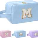 I IHAYNER Personalized Initial Makeup Bag Birthday Gifts for 4 5 6 7 8 9 10 11 13 14 Year Old Girls Teen Girl Trendy Stuff Graduation Toiletry Bag Blue-M (Blue)