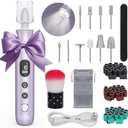 PELCAS Electric Nail Drills, 10 Speeds Cordless Nail File with LED Light, Portable Manicure & Pedicure Kit, Nail Grinder with LCD Screen for Human, Pet, Thick Toenails, Natural & Acrylic Nails Purple