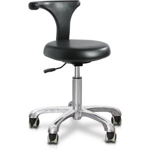 Standard Rolling Stool with Backrest Dental Nurse Chair Height Adjustable Stool Drafting Chair for Office Kitchen Clinic and Lab-Black