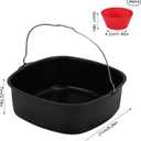 8inch Air Fryer Cake Pan, Non-stick Air Fryer Cake Barrel Square Deep Baking Pan Pizza Baking Pan for Instant Pot Cake Tray Basket Kitchen Accessorie Set (with 6 muffin cups)