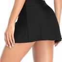 Yonique Women's Swim Skirt Mid Waist Swim Bottoms Elastic Waist Swimsuit Bottoms (Black, XL)