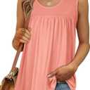 CHICGAL Womens Summer Tank Tops Sleeveless T Shirt Casual Loose Fit Tunic Blouses (Orange, XXL)