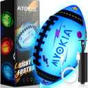 Light Up Football Birthday Gift for Kids & Teens 3-15+,RGB Rechargeable Waterproof Glow in The Dark Ball with Pump & USB Cable, Tri-Color (Red, Green, Blue), Size 6, Outdoor Night Games