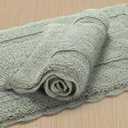 Cotton Crochet Bathmat with Antiskid 17x24 Sage Green, 100% Pure Cotton, Super Soft White, Plush & Absorbent, Hand Tufted Heavy Weight Construction, Full Reversible Step Out Rugs (1'5" x 2' (Rectangular), Sage Green)