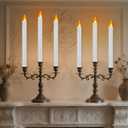 10" Flameless Taper Candles with Remote, 6 Pcs White Electric Led candlesticks, PlasticTall Taper Candles Battery Operated with Flickering Flame for Halloween Christmas Wedding Home Dcor