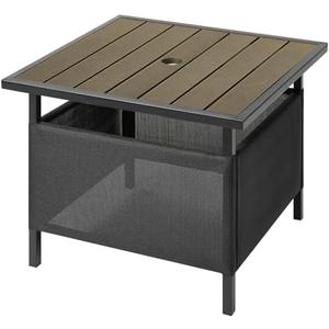 LZRS Adirondack Square Outdoor Side Table with Umbrella Hole, Pool Composite Patio Table,HDPE End Tables for Backyard,Pool, Indoor Companion, Easy Maintenance & Weather Resistant(Light Brown)