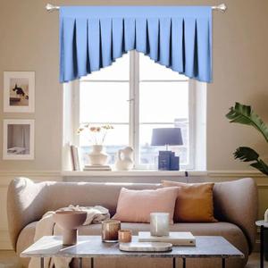 Window Valance for Kitchen Light Sky Blue Blackout Valances for Bedroom, Rod PocketPack of 1 Light Sky Blue  39" W x 20" L