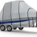 RVMasking Hard Top/T-Top Boat Cover, 1200D Partial Reinforced Waterproof Heavy Duty with Motor Cover for Center Console Boat with T TOP Roof, 20'-22' Long Beam Width up to 106", Gray