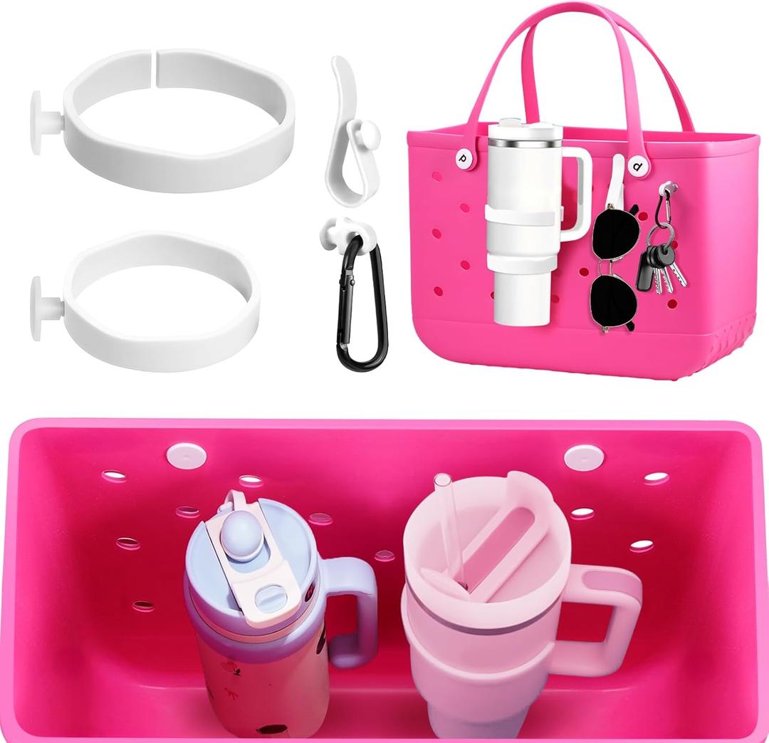 4 x Cup Holder for Stanley Cup 30oz 40oz Compatible with Bogg Bag, Accessories for Bogg Bag, Insert Drink Holder with Key Holder for Bogg Bags Original X Large/Simply Southern Beach Tote Bag