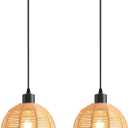 Woven Pendant Light Boho Chandelier, Rattan Pendant Lights Kitchen Island, Farmhouse Pendant Lighting with Hand Woven Wicker Shade, Boho Chandelier Light Fixtures Ceiling Hanging Light
