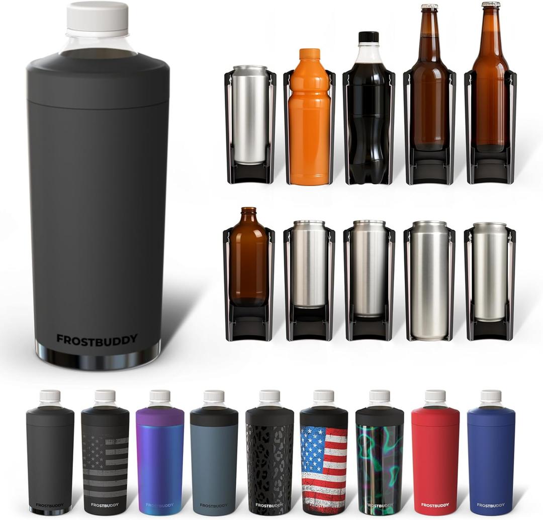 Universal Buddy XL Can Cooler by Frost Buddy - Fits 12-ounce, 16-ounce, 20-ounce, and 24-ounce Cans and Bottles - Keep Your Drinks Refreshingly Chilled for over 12 hours (Dark Night)