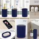 Navy Blue Bathroom Accessories Set, 10PC Bathroom Set, Bath Accessory with Pop Up Trash Can, Soap Dispenser, Toilet Brush, Toothbrush Set Qtip Holders & Tray