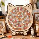135 Piece Colored Cat Shaped Wooden Jigsaw Puzzle, Cats Shaped Wooden Puzzle, Unique Animal Shape Wood Puzzle and Acrylic Cover, Creative Gifts for Cats Lovers, Home Decor