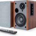 Smalody Powered Bookshelf Speakers (Pair), 2.0 Stereo Wood Active Speakers - 60 Watts RMS Near Field Speaker with Bluetooth, Wood Enclosure Premium Surround Sound Home Theater