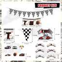 Mpanwen Two Fast Birthday Decorations for Boys, 153 Pcs Race Car Birthday Party Supplies - Backdrop, Toppers, Cupcakes Wrappers, Tablecloth, Flags, Centerpiece, Highchair Nanner, Crown and Poster
