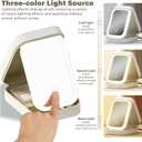 Lighted Vanity Mirror for Travel, Compact Makeup Bag with LED, 3 Colors Light Modes USB Rechargeable Dimmable Touch Screen Portable Travel Makeup Mirror with Light (White)