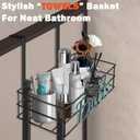 Over The Door Towel Racks, No Drill Towel Storage with Basket & Hooks, Space-Saving Multi-Functional Towel Holder for Bathrooms, bedrooms, Apartments, RVs (Matte Black, 5 Tier)