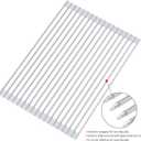 Roll Up Dish Drying Rack Tray Over Sink Detachable Foldable Collapsible Stainless Steel Multipurpose Kitchen Foldable Stainless Steel Drainer (17.5 * 13inch)