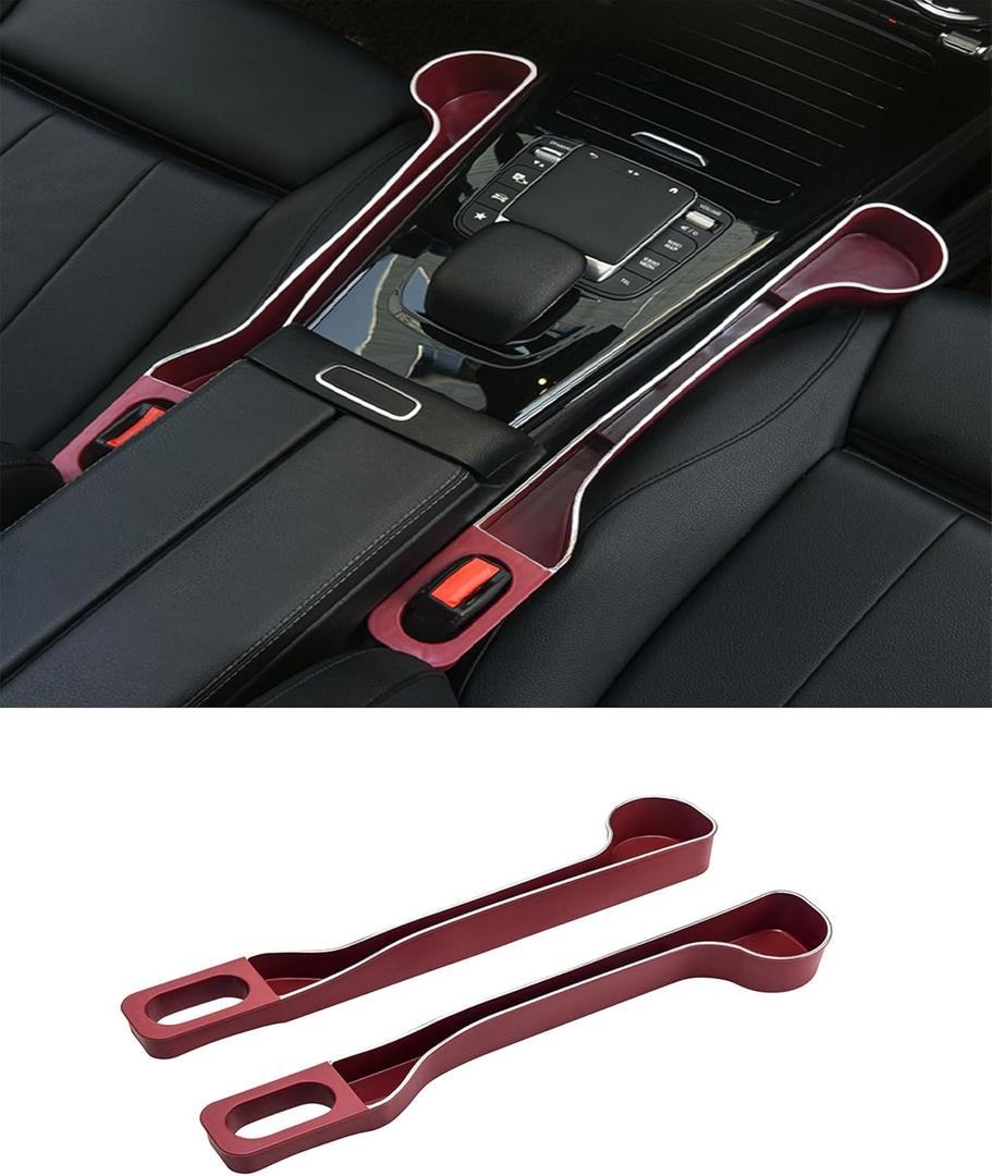 Car Seat Gap Filler Organizer- Upgrade Car Side Seat Gap Filler with Cup Holder and Phone Holder- Car Seat Gap Organizer for Prevent Falling-Seat Gap Storage 2 Pack (2, red)