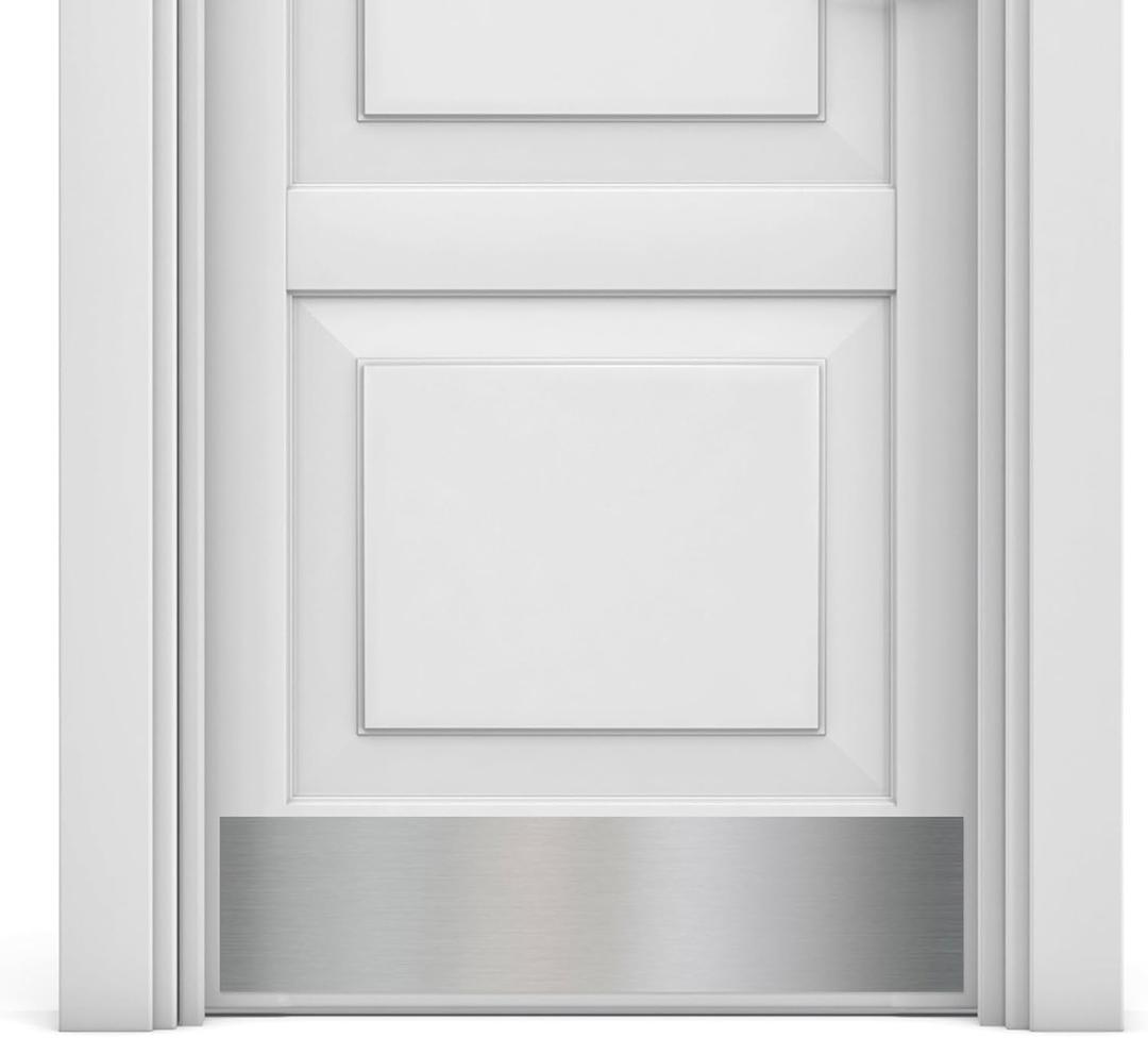 Deck The Door - Door Kick Plate - Elegant Accent & Durable Protection - Anodized Aluminum - Includes Easy Self-Adhesive - 8x34", Satin Nickel
