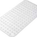AmazerBath Bath Tub Mat, Medium Size 27.6 x 15 Inches Non-Slip Shower Mats with Suction Cups and Drain Holes, Bathroom Bathtub Mats Machine Washable (Clear)