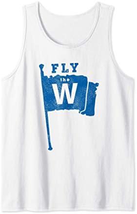Fly The W Chicago Baseball Winning Flag Distressed Tank Top, Large