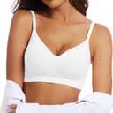 OEAK Womens Wireless Bras Comfortable Push Up Bra No Underwire Bra Full Support Lift Bralette Everyday Seamless Tshirt Bras White 3X-Large
