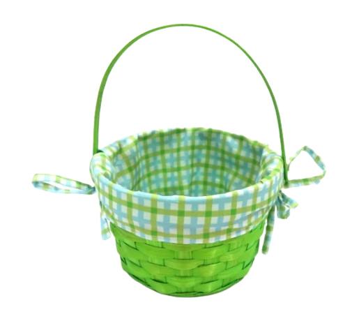 HH 7in Lined Bamboo Basket Green
