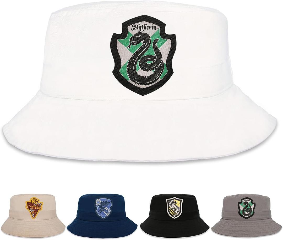 Harry Potter Bucket Hat for Kids, Boy, Girl Sun Hat Ages 4-7, Big Kids 7-14 Years 100% Cotton for Summer Teen Youth Beach Hat (White)