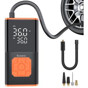 Car Tire Inflator Portable Air Compressor, 150 PSI Cordless Mini Bike Tire Pump Rechargeable 12 Volt, Electric Air Pump for Auto, Motorcycle, Bicycle, Balls with Digital Pressure Gauge and LED Light