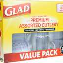 Glad Disposable Cutlery Set - Clear Heavy Duty Plastic Forks, Knives, and Spoons - 240 Piece Plasticware for Parties - Durable, Sturdy Recyclable Utensils - Great for July 4th, Thanksgiving, Christmas (240 Count (Pack of 1))