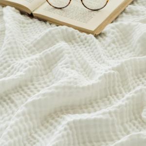 EMME Muslin Blankets for Adults Throw Blanket for Couch Breathable Gauze Soft Lightweight Airy White Twin XL 66" x 90"
