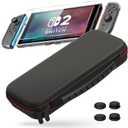 JUSPRO Carrying Case for Nintendo Switch 2, 4 in 1 Travel Accessories Bundle Kite with Frosted Clear Protective Case, Thumb Grip Caps and Screen Protectors