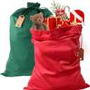 HRX Package Large Velvet Christmas Gift Bags 2 Packs, 27x19.5 Inch Fabric Drawstring Gift Bags, Xmas Cloth Wrapping Sack for Presents