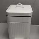 CEROELDA Small Trash Can with Lid-5L/1.3 Gal, Stainless Steel Outdoor Dog Poop Garbage Can-Farmhouse Retro Metal Waste Bin w/Step Pedal for Bathroom Bedroom Office-Soft Close-White