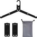 Aluminum Foldable Travel Hangers 3-Pack  Lightweight & Durable with Gift Box, Windproof Hook  Compact Design for Outdoor, Cruise, Home (Black)