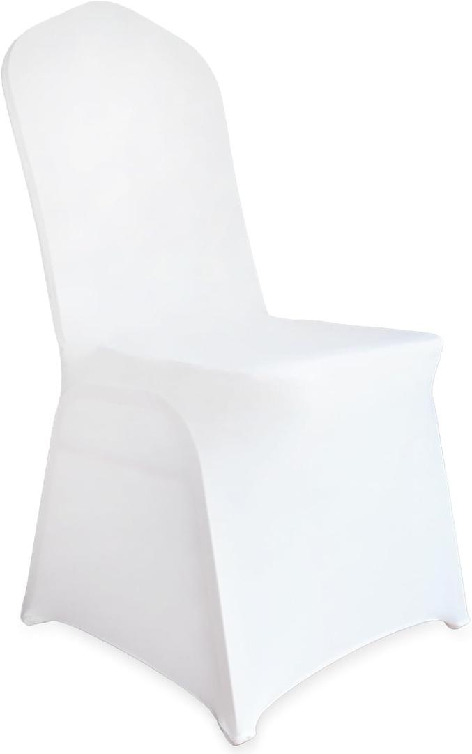 WJWHQ 30 PCS White Spandex Stretch Chair Covers,Universal Fitted Washable Slipcovers for Wedding, Banquet, Party, Celebration, Holidays & Decor (White)
