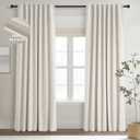 Topfinel Linen Blackout Curtains 96 Inch Long, Boho Farmhouse Ivory Birch Viral Drapes Pinch Pleated Curtains with Hooks for Living Room, Neutral 8 FT Back Tab Bedroom Curtains 52" X 96" 2 Panels
