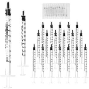 20 Pack 1ml Syringe for Liquid, 1cc Plastic Small Syringes for Scientific Labs, Measuring Liquids, Feeding Pets, Medical Student, Oil or Glue Applicator, Non-Sterile, No Needle