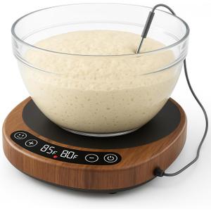 Pro 2026 Larger Sourdough Starter And Dough Warmer Upgraded with Real-Time Dough Probe, Dual-Temp Display, 70-110F Precision Control, 24H Timer Game Changer For Home Bakers White Wood