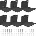 FENTEC Floating Book Shelves for Wall, Wall Mounted Invisible Floating Bookshelf, Heavy-Duty Hanging Bookshelves, Hidden Book Shelf Metal Wall Book Holder for Bedroom Home Office, 6-Pack Black