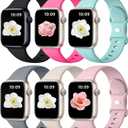 Maledan 6 Pack Bands Compatible for Apple Watch Band 38mm 40mm 41mm 42mm 44mm 45mm 46mm 49mm Women Men, Soft Silicone Sport Band Strap for iWatch Apple Watch Series 11 10 9 8 7 6 5 4 3 2 1 SE Ultra (Black/ Rose Pink/ Soft Mint/ Space Gray/ Starlight/ Light Pink)