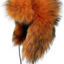 YFJNV Y2K Faux Fur Russian Hat, Soft, Warm Winter Trapper Hat with Earmuffs for Men and Women (Small-X-Large, Orange)