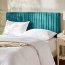 Hearth & Harbor Wall Mounted Full Headboard Only, Bed Headboard Full Size | Easy Assemble, Floating Peel and Stick, Upholstered Velvet, 3D Stitched Wall Panels, 5 Strips of 3M Tape Included, Teal