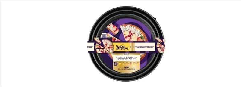 Wilton Gold Premium Non-Stick Warp-Resistant Bakeware, Made without PFAs, 3-Piece Springform Set, 8,9, 10 in