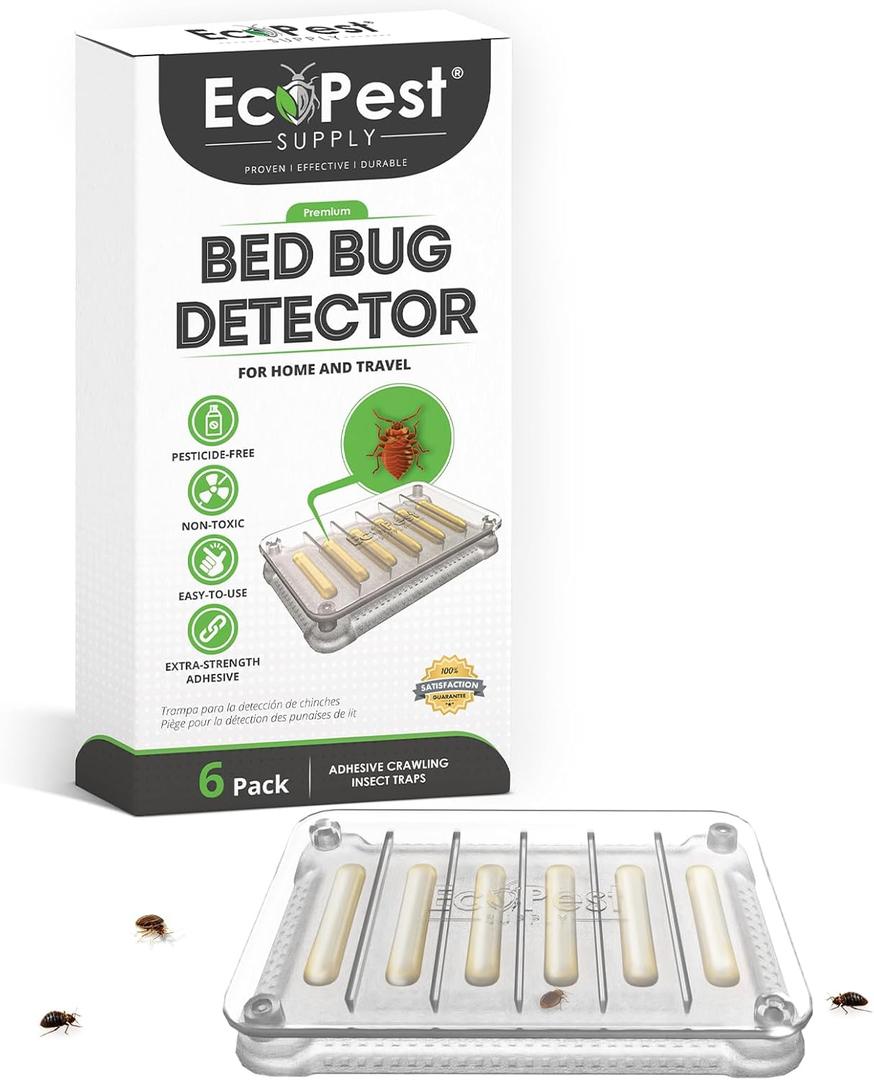 Bed Bug Detector  6 Pack | Early Detection Bed Bug Trap, Monitor, and Detector for Home and Travel | Indoor Pest Control Traps for Bed Bugs